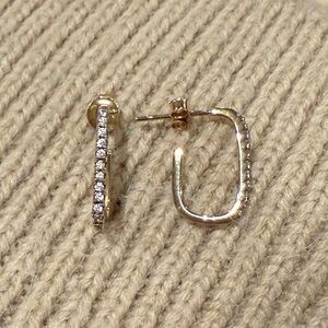 Sterling Forever Gold Vermeil Pave Huggie Hoop Earrings